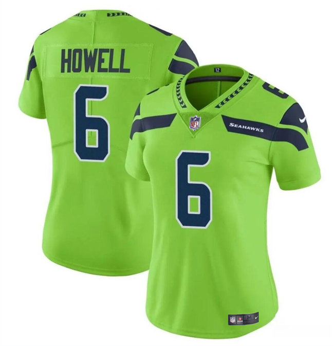Women's Seattle Seahawks #6 Sam Howell Green Vapor Limited Football Stitched Jersey(Run Small)